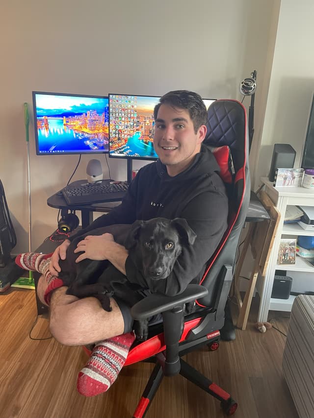 At my desk with my dog - balancing work and life