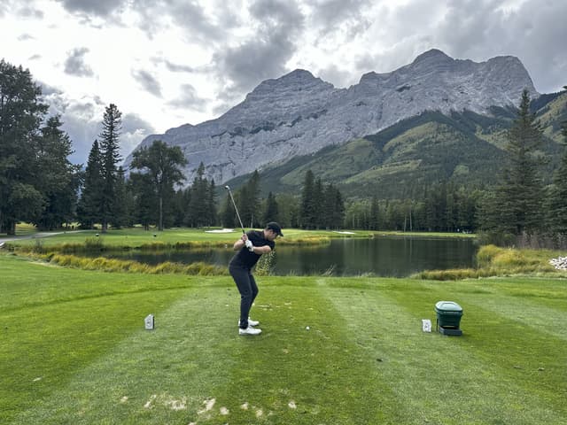 Golfing with mountain views